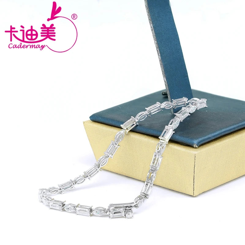 CADERMAY 2022 New In Style Custom Moissanite Chain 14k Bracelet For Man And Women Unisex Marquise and Emerald Cut Fashion