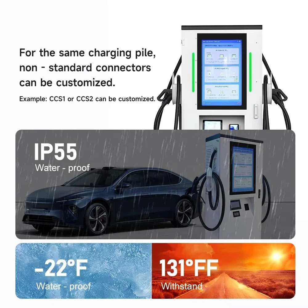 Advertising Screen DC EV Charger 60kw80kw120kw160KW240kw360kw CCS2 EV DC Charging Pile Electric Vehicle Car Charger