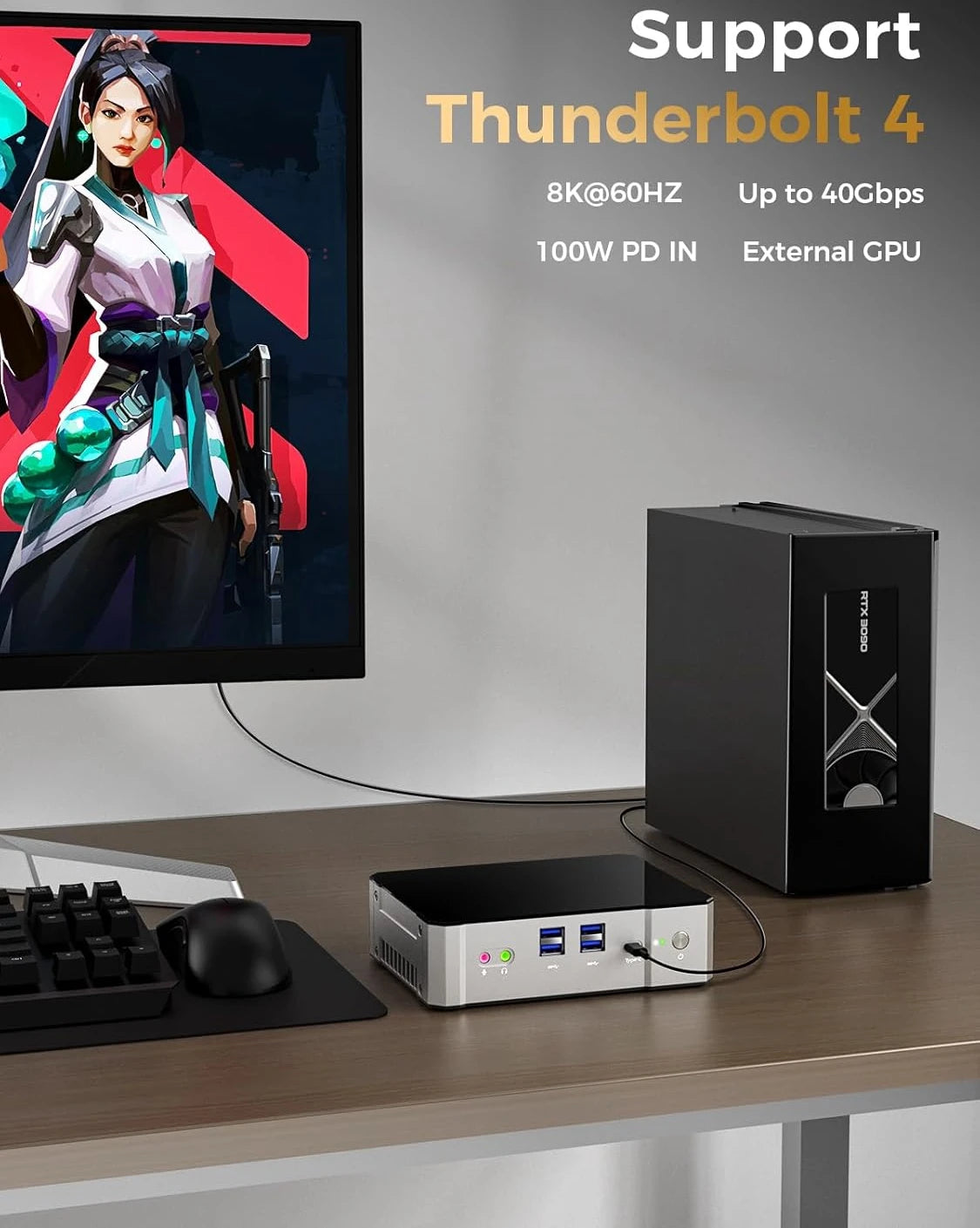 13Th Gen Mini Gaming PC Windows 11 Intel Core i9 13900H DDR5 PCIE4.0 Gamer Office Desktop Mini Computer Quad 4K Displays Wifi6