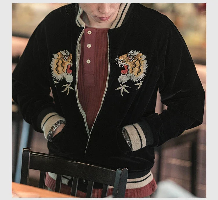 Non Stock Suka Reversible Souvenir Jacket Embroidered Sukajan Baseball Outerwear
