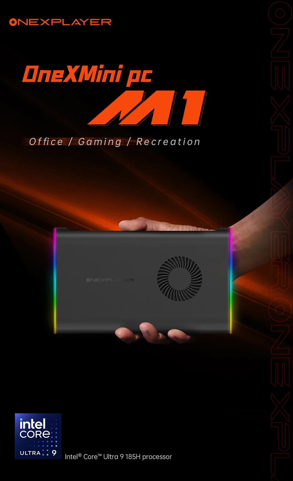 OneX M1 Mini PC Intel Ultra 9 185H Pocket Gaming Desktop Windows 11 RGB WiFi BT Office Home HTPC Portable Small Computer Host