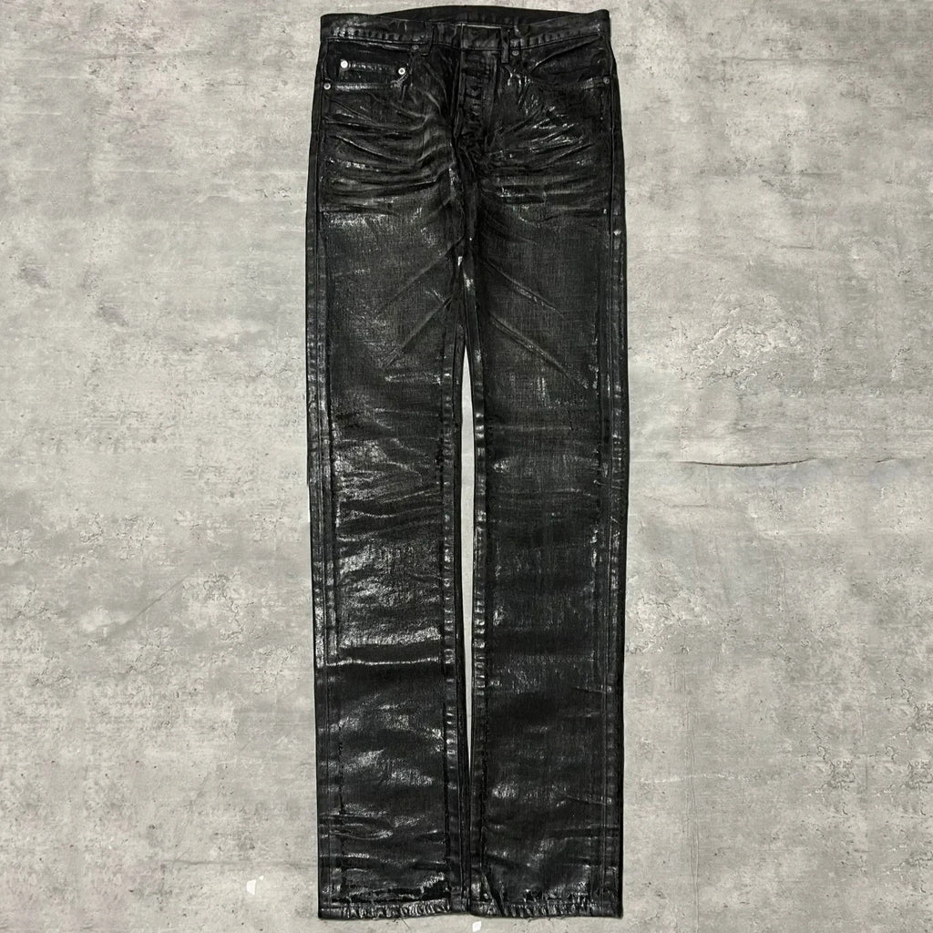 HKSH Autumn New Men Tide Dark Vintage Stylish Damage Waxed Denim Pants Handmade Hole High Street Jeans Straight Chic Ins HK17722
