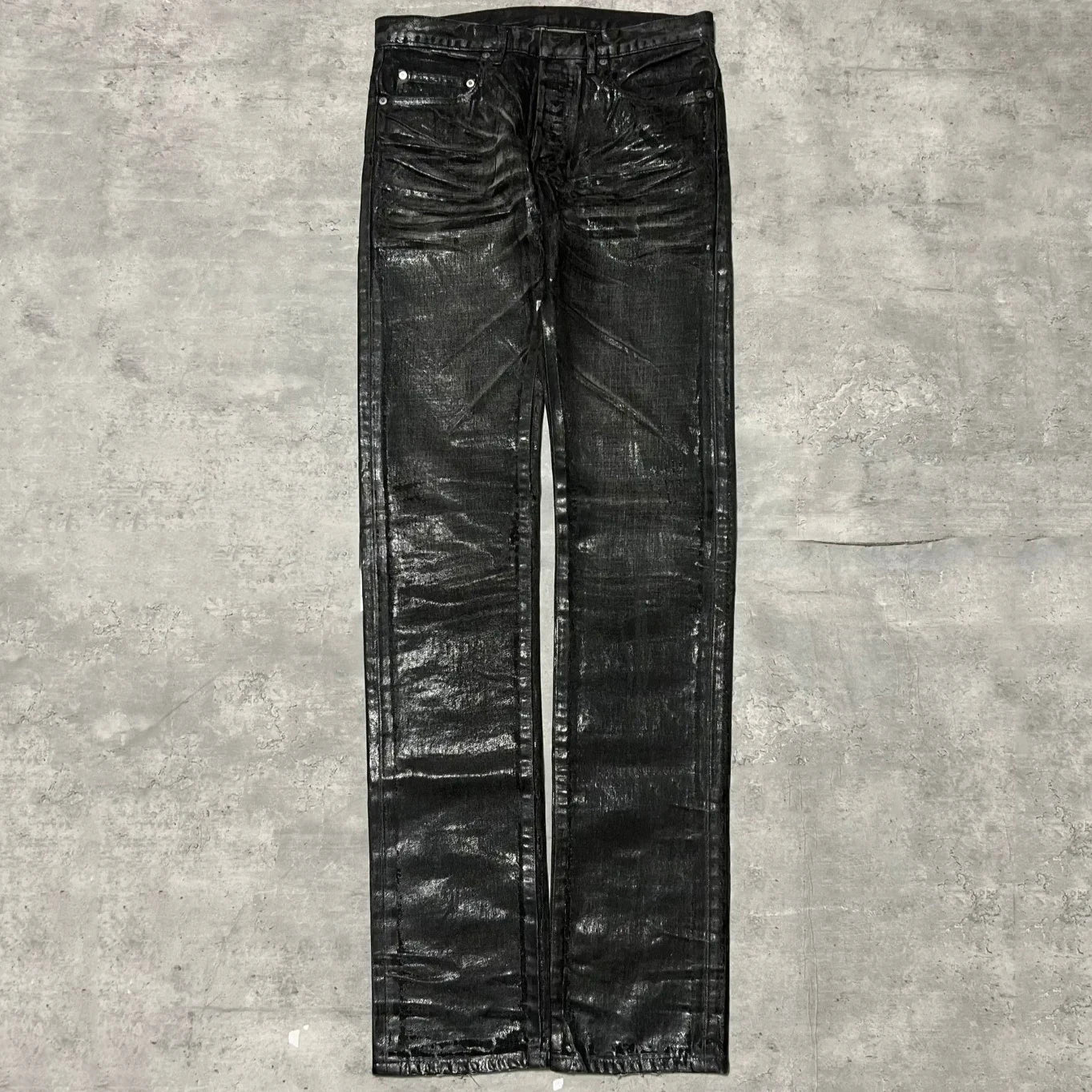 HKSH Autumn New Men Tide Dark Vintage Stylish Damage Waxed Denim Pants Handmade Hole High Street Jeans Straight Chic Ins HK17722