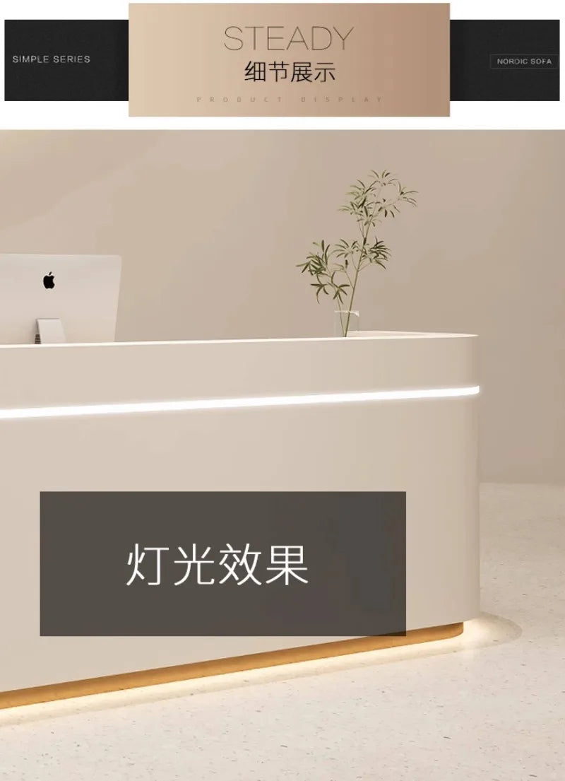 Nordic Cream Style Reception Desk Simple Company Beauty Salon Cashier Counter Training Institution Hospital Office Furniture FYR