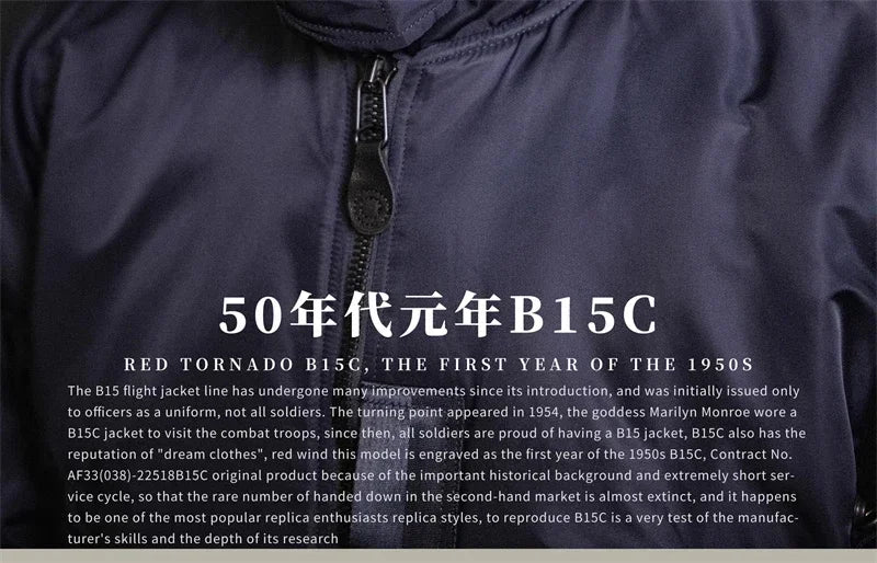 Flight Red Tornado B-15C Jacket Heavy Duty Wool Insulated Coat Winter Men Windbreaker With Fur Collar 2026ss design