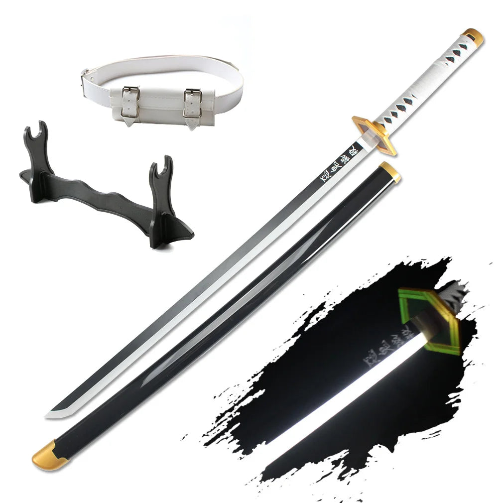 41″ LED Light Up  Sword Katana Japanese Anime Cosplay Samurai Swords Tanjiro Nichirin Sword withholder And Belt