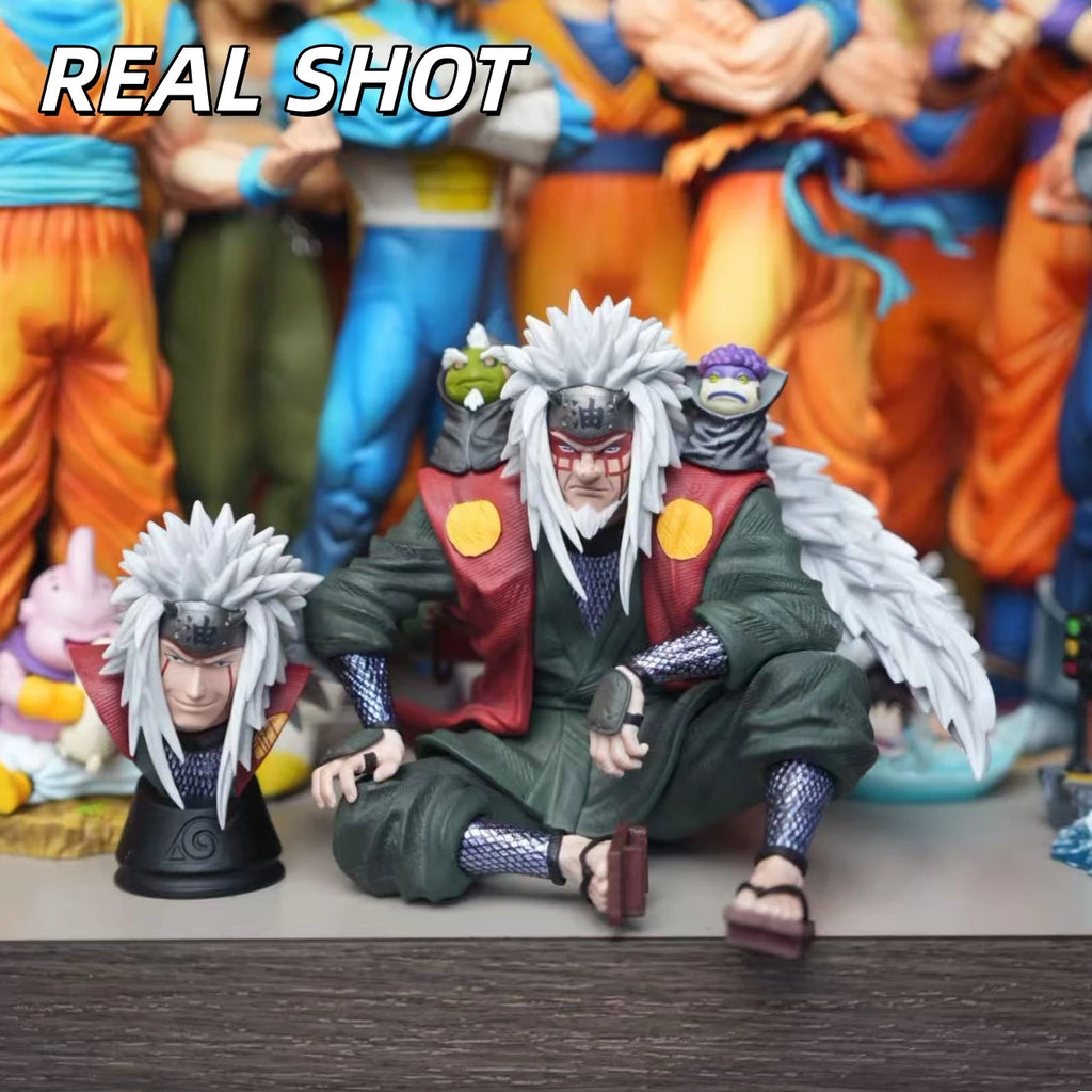 【HY STUDIO】Jiraiya Figure Sitting Pose Naruto Shippuden Anime Model Statue Collectible Toy Gift for Fans Decoration