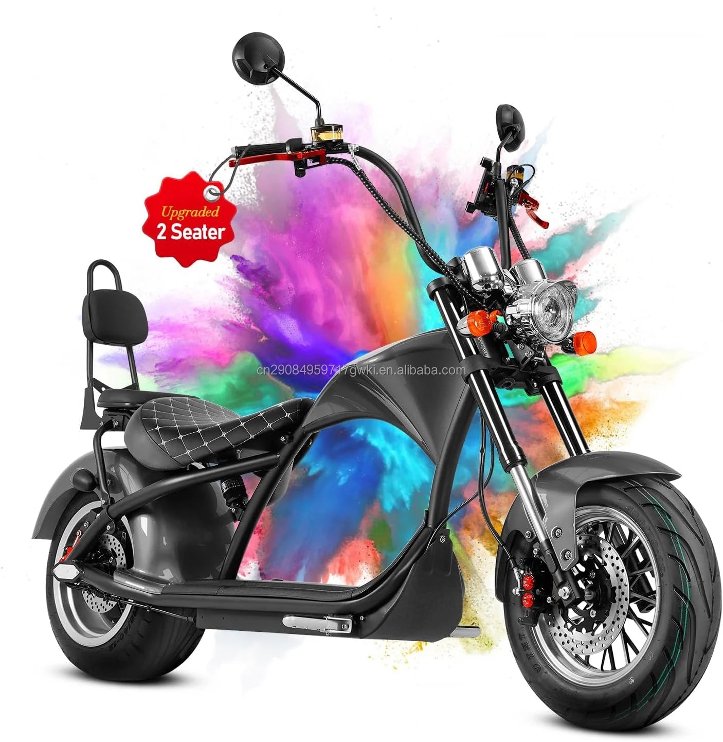 Custom 2000W 2 Seaters Electric Motorcycle Chopper Street Mopeds Motor Bike 60V 12-45Ah Long Range