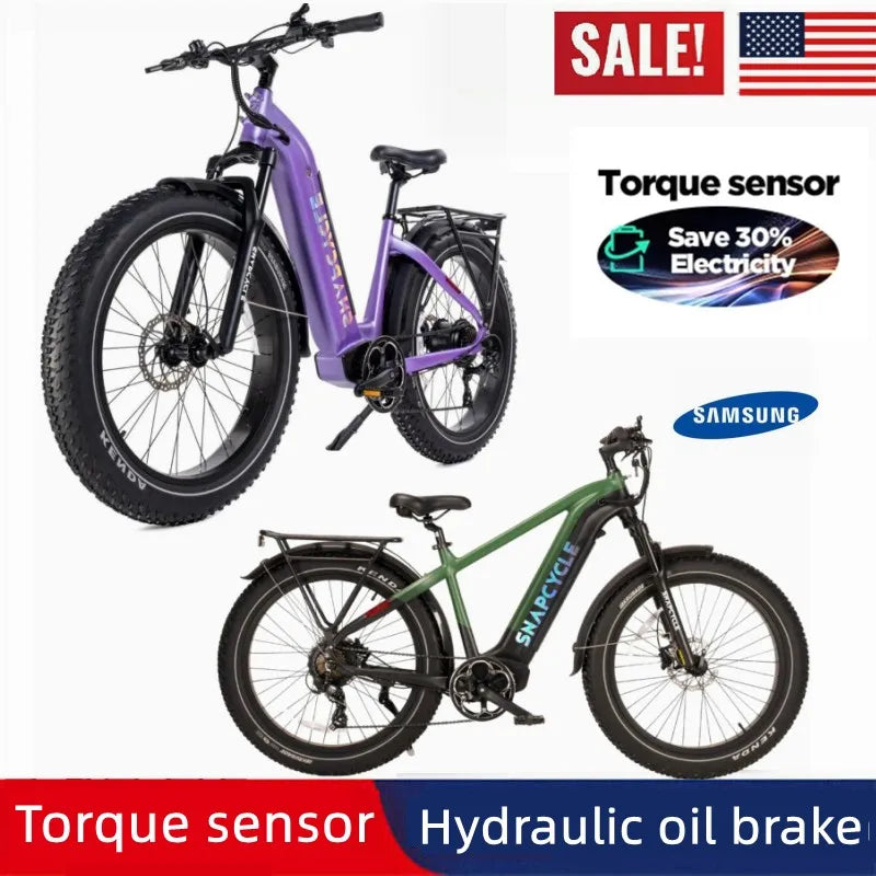 26" Electric Mountain Bike 750W for Adults E-Bike 48V 20AH Bicycle  FatTyre