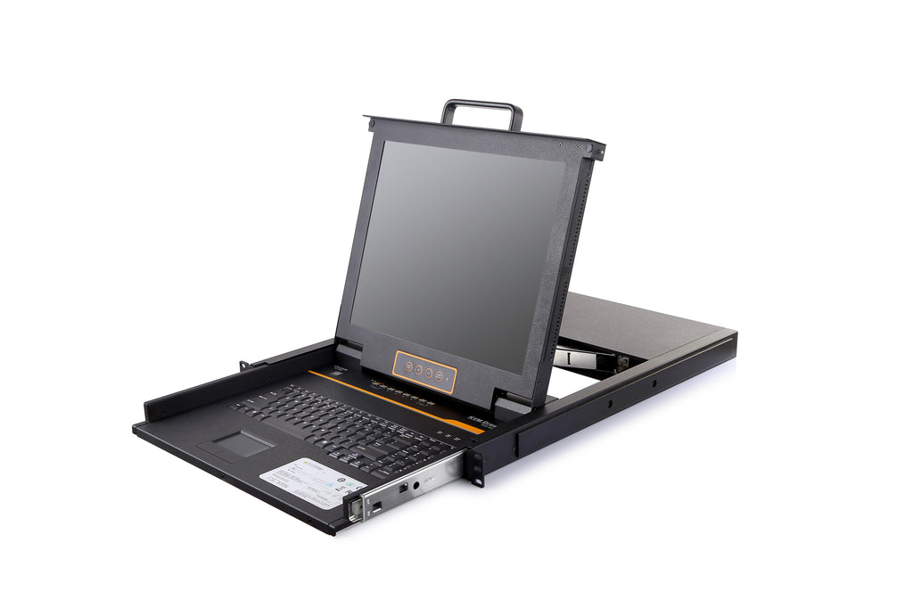 2026 17.3" 1U LED KVM Console 16 Port+16 Pack Cables, Jamanet Rack KVM Console Drawer, 17.3 Inch LCD KVM Switch Wireless