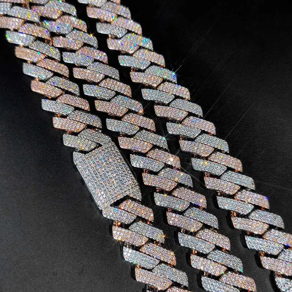 Hip Hop Jewelry 20mm Thick Cuban Link Chain Crystal Miami Gold Silver Two Color Iced Out CZ Cuban Chain Necklace
