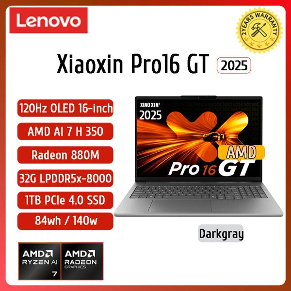 【2025 New】Lenovo Xiaoxin Pro 16 GT AI7-350/860M AI9-365/880M 32G+1TB 16inch 2.8K 120Hz OLED Screen