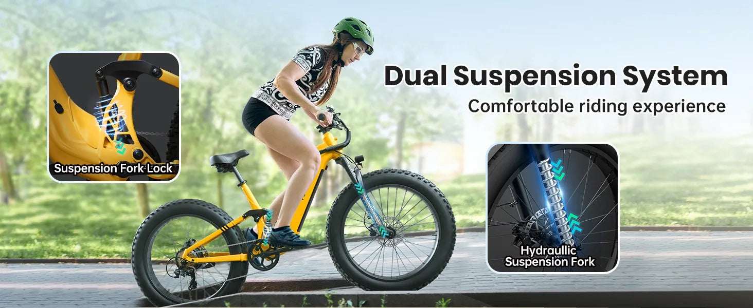 Electric Bike for Adults 960W, 48V 20AH Full Suspension E-Bike 7 Speed, 80Miles