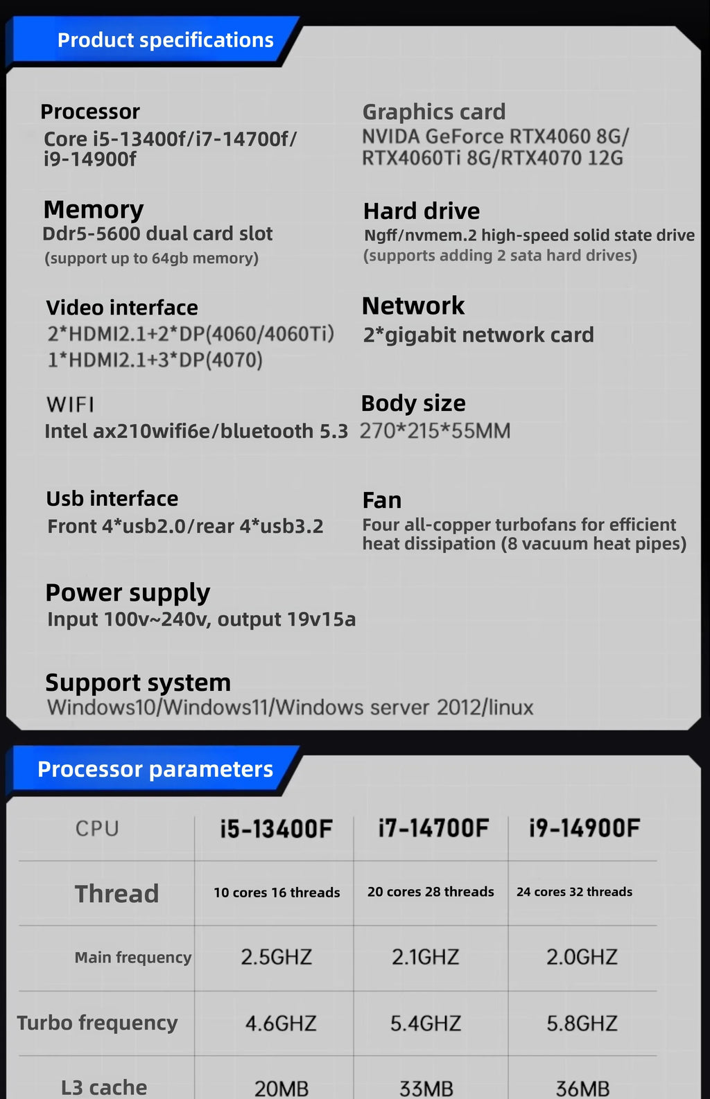 14th Generation I9-14900F Single Display RTX4070 Mini Host Desktop Assembly Game Computer Small Micro Small Host Design