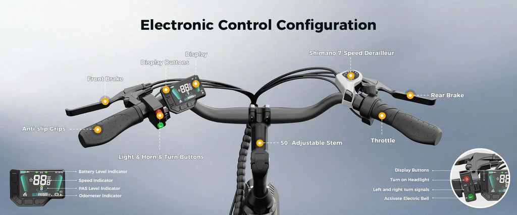 20'' Fat Tire Electric Bike 1100W Peak Motor 48V E-Bike 28MPH Mountain E Bicycle