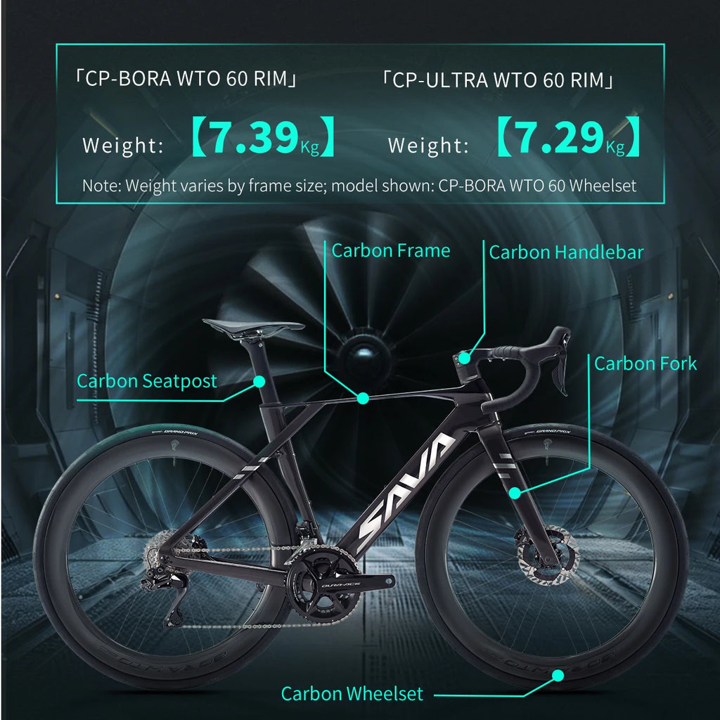 SAVA SLR9 Premium Bicycle Full Carbon Fiber E-Shift Road Bike 24 Speed with SHIMAN0 DURA-ACE 9270 Di2 Kit