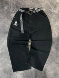 Punk Dark Style Skeleton Jeans Autumn High Street Harajuku Anime Cartoon Printed Wide Leg Pants 2025 Fashionable Oversized Pants