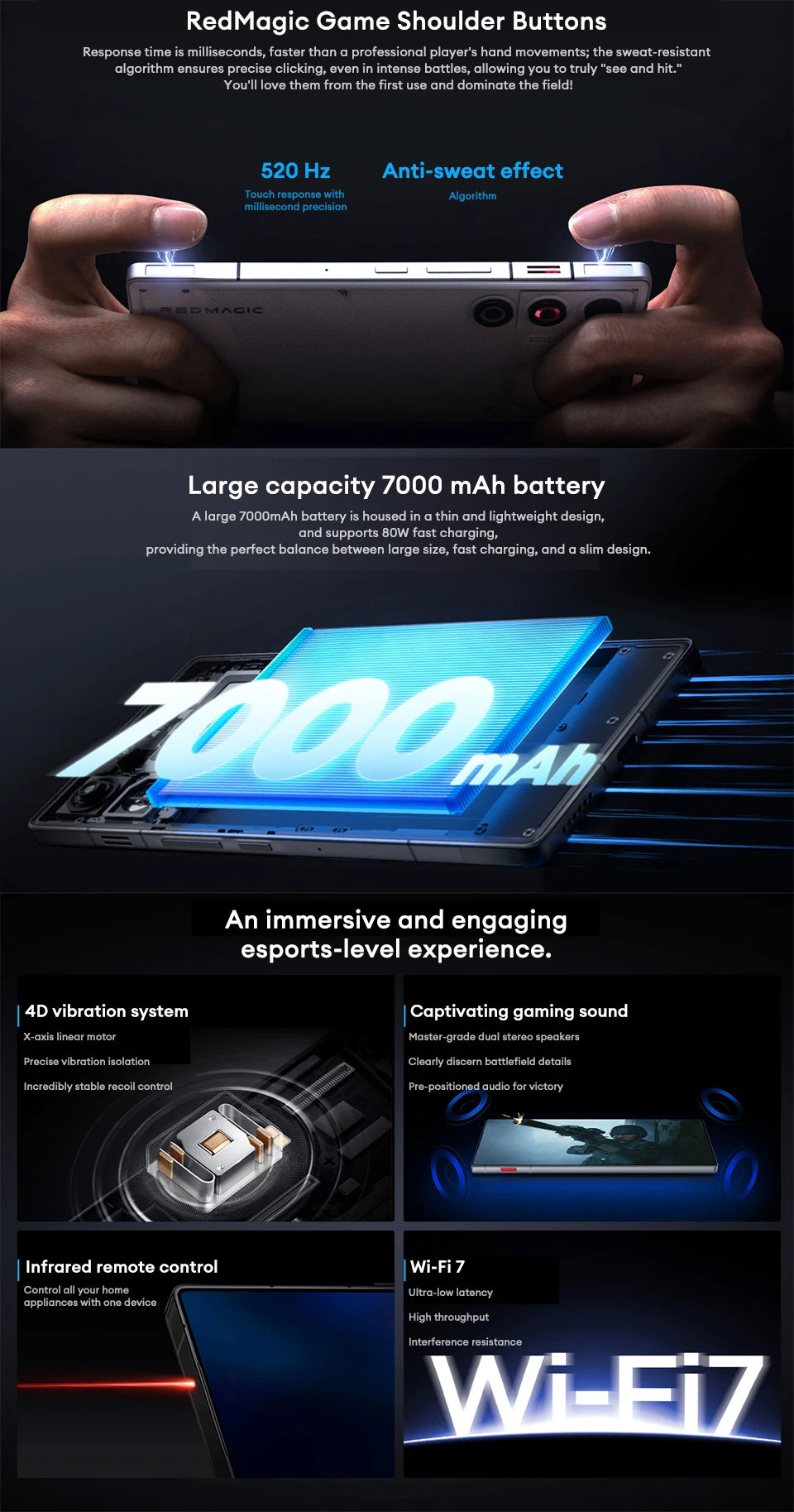 Global Version Redmagic 11 Air Snapdragon 8 Elite 6.85 1.5K Full Screen 2688*1216 144Hz 50MP Hurricane4.0 Active Cooling 7000mAh