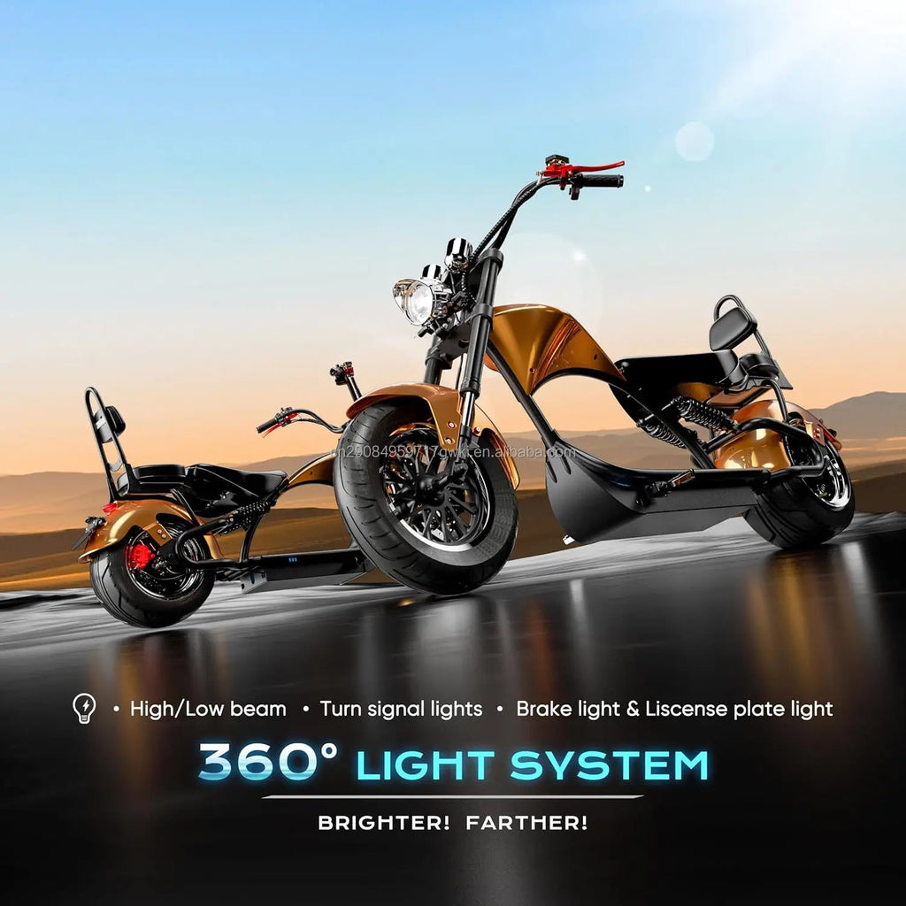 Custom 2000W 2 Seaters Electric Motorcycle Chopper Street Mopeds Motor Bike 60V 12-45Ah Long Range