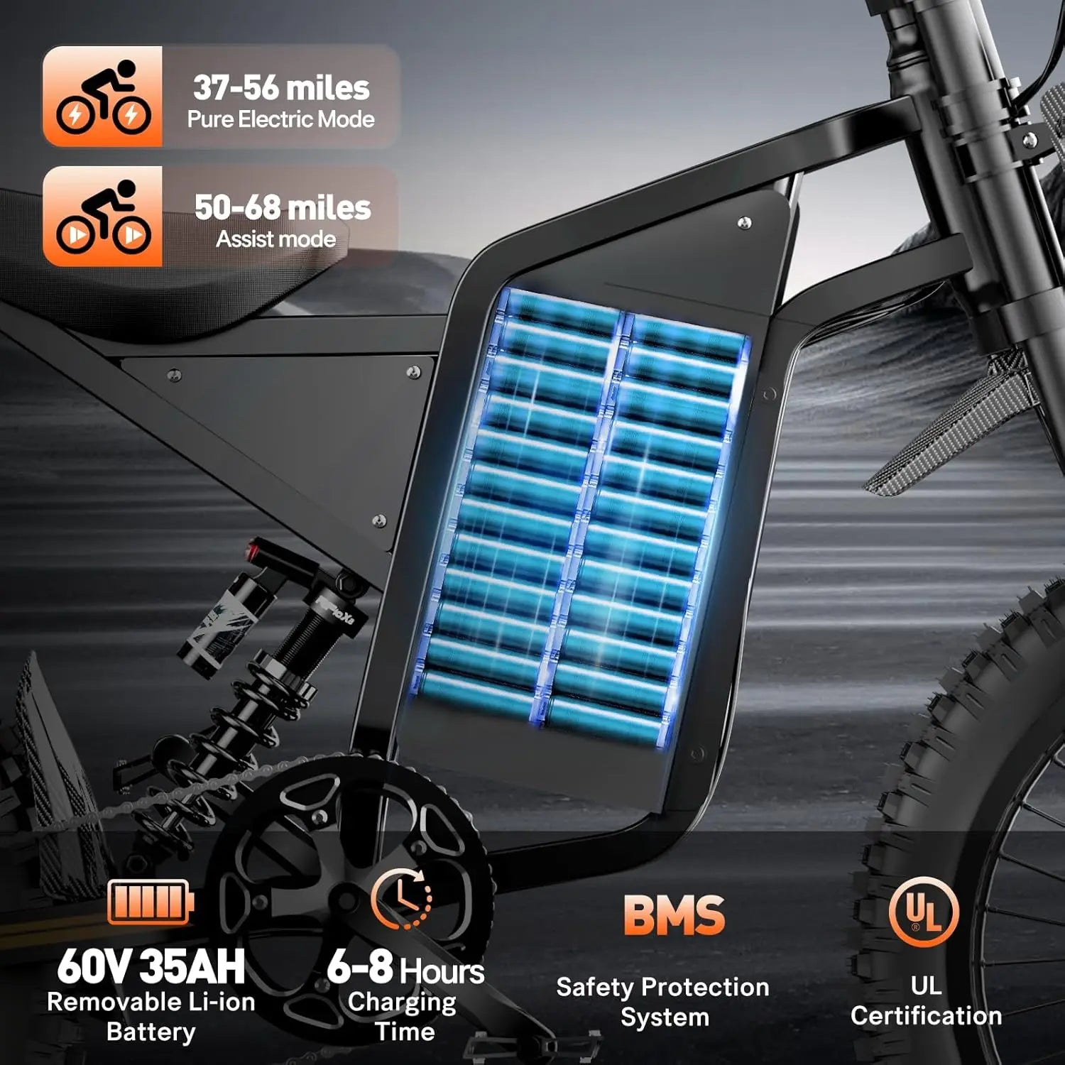 Electric Dirt Bike for Adults 45MPH 25" Fat Tire 3000W Electric-Motorcycle 60V 35AH Dual Hydraulic Brakes Full Suspension