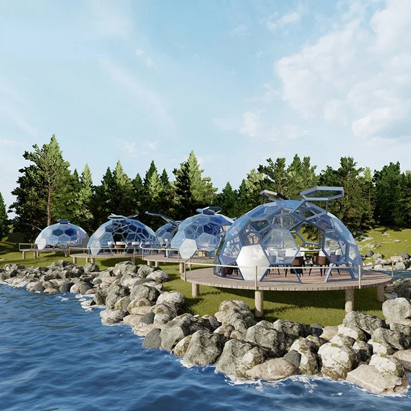 Customized Design 6M Outdoor  Luxury Hotel Resort Igloo Ball Geodesic Geo Dome Glass House Shaped Dome Tent