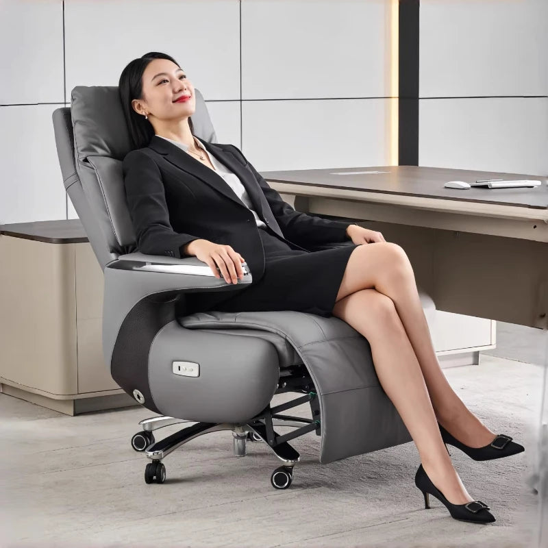 Luxury Electric Massage Executive Chair - Ergonomic Genuine Leather Gaming Office Desk Chair with Premium Design Furniture JT40