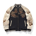 High Quality Fashion Anime Fox Embroidered Zipper Jacket Autumn Streetwear Hip Hop Men's Harajuku Japanese Baseball Coat
