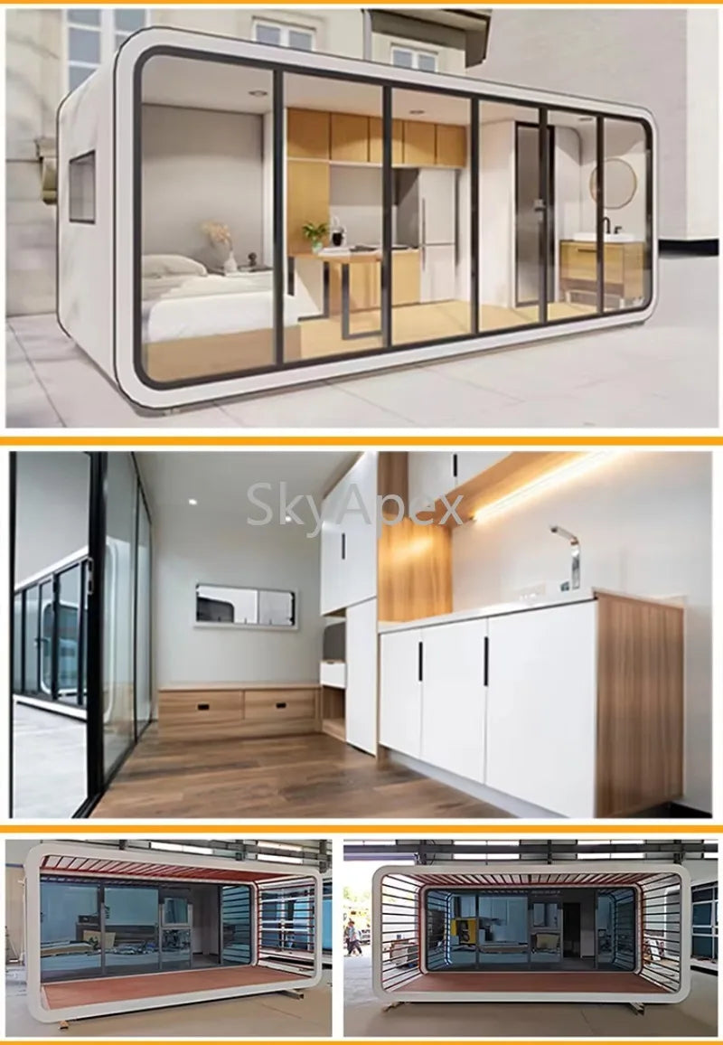 ISO CE Certified Customizable Modular 20ft Smart Apple Cabin Container House with Bathroom Movable Hotel  Use  Windproof  Stable