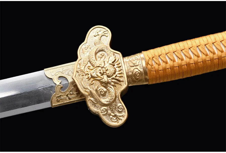 Premium Chinese Han Sword Folded Steel Damascus Blade Sharp Real Full Size Rayskin Scabbard Ready Battle Kongfu Dragon Katanas