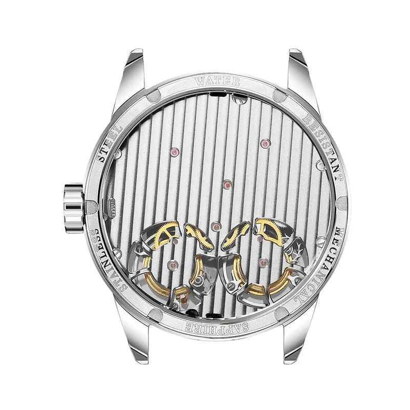 SEAKOSS Luxury Skeleton Men's Tourbillon Manual Mechanical Watches Double Tourbillon Luminous Hands Watch for Men Sapphire Glass