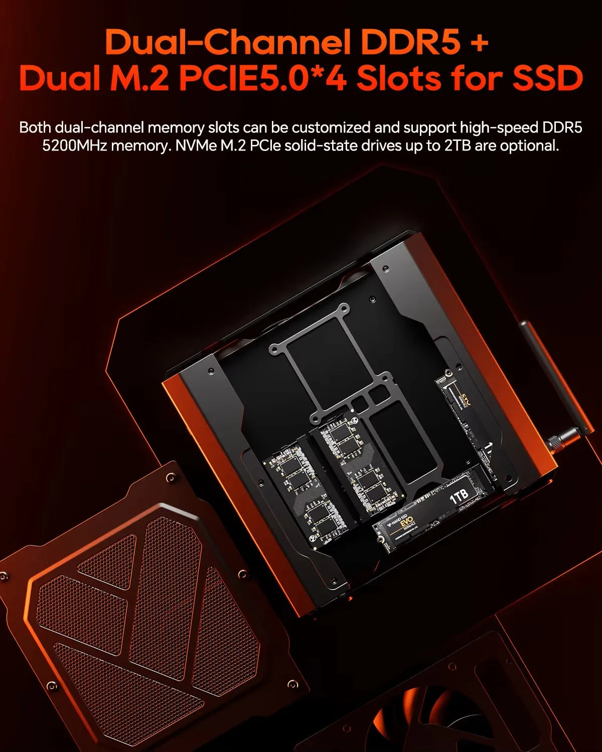Aoostar Ryzen 9 7940HX RX 7600XT Gaming Mini PC, 64GB DDR5, 8TB PCIe 5.0, WiFi 7, BT 5.2, Dual USB4, 2.5G LAN Desktop Computer