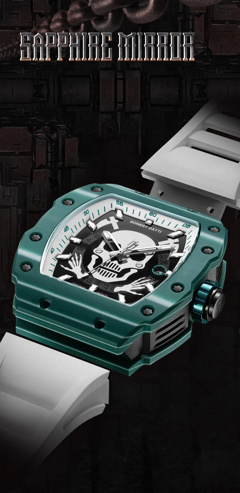 BONEST GATTI Watch for Men Man Automatic Watch Barrel Skeleton Carbon Fiber Men Skeleton Fashion Sports Style Man Watches