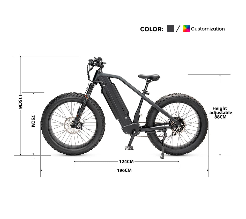 Mario 26 fat tire fast electric mountain bike 1200w rear hub motor 8 speed