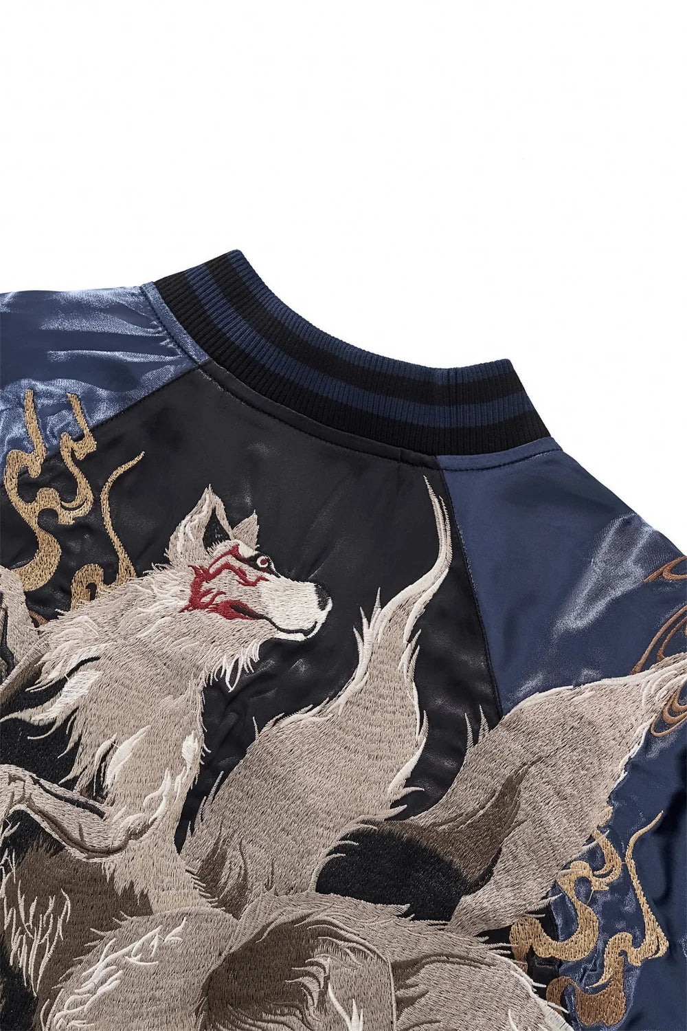 High Quality Fashion Anime Fox Embroidered Zipper Jacket Autumn Streetwear Hip Hop Men's Harajuku Japanese Baseball Coat