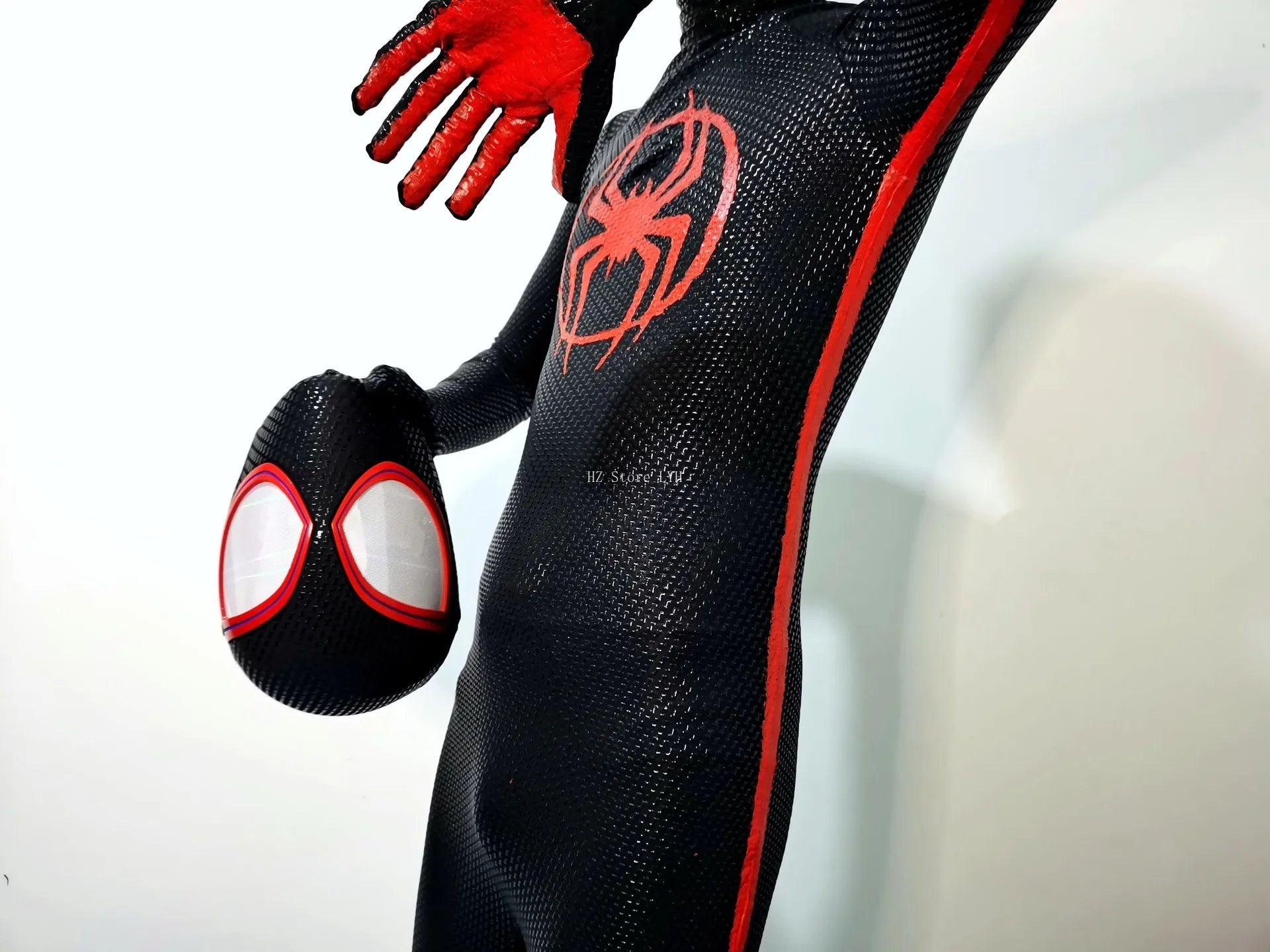 Miles Morales Spider-Man Jumpsuit & Mask Screen Printing 1:1 3D Handmade Customized Spiderman Suit Halloween Cos Costume Gift