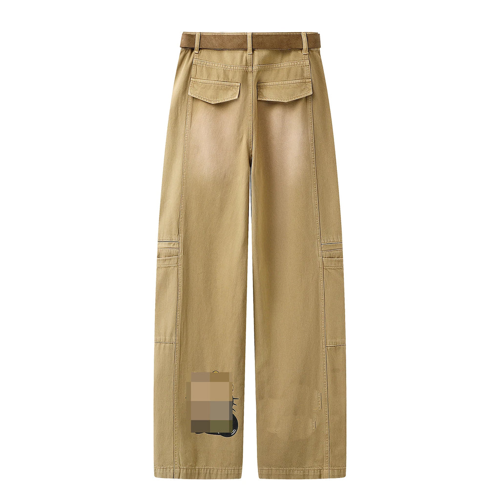 Fashionable Cartoon Letter Anime Print Pocket Design Straight Leg Pants Women's RK31302105 Summer 2026 Casual Cotton Pants