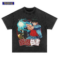 Harajuku Fashion Anime 2025 Oversized Vintage T-Shirt Trend Hip Hop Printed Streetwear Washed Leisure Cotton Loose Men Tshirt