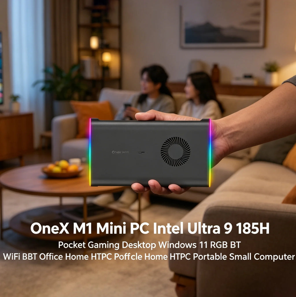 OneX M1 Mini PC Intel Ultra 9 185H Pocket Gaming Desktop Windows 11 RGB WiFi BT Office Home HTPC Portable Small Computer Host