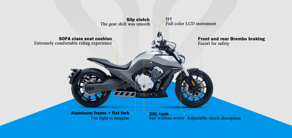 Retro innovative Fashionable Motorcycle cruise motorcycle Elegance speed Fuel-efficient Qianjiang 700cc