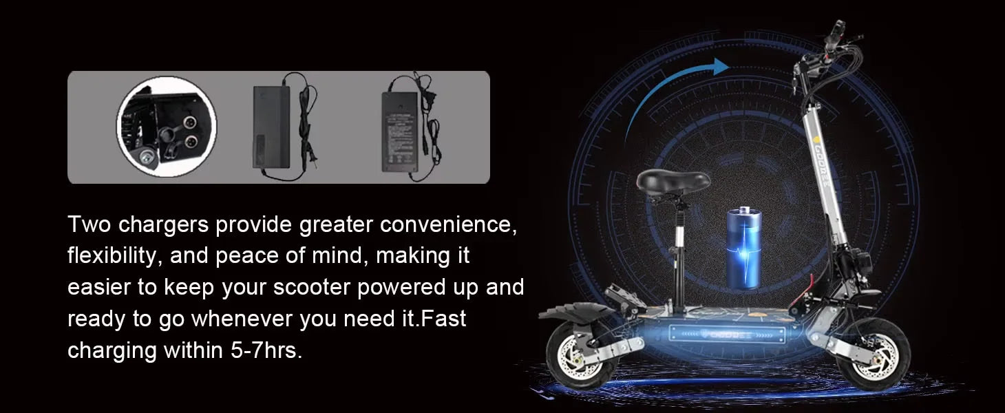 ZonDoo Pro 6000W 60V 38AH Dual Motor Electric Scooter Max Speed 95KM/H Max Mileage 90-110km 11 Inch Road Tyre Electric Scooter