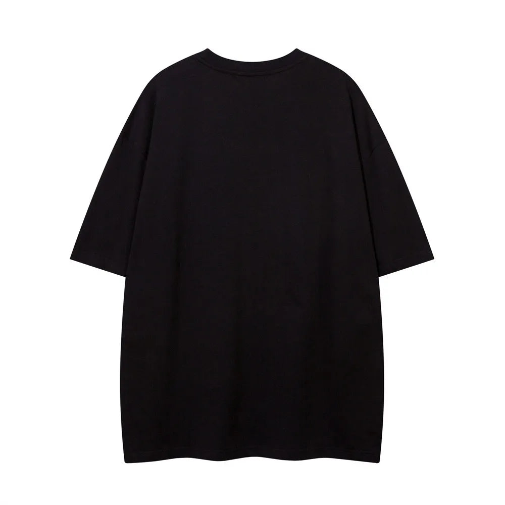 Hip Hop Streetwear Summer T Shirt Men Anime Cartoon T-shirt Casual Loose Half Sleeve Round Neck Pure Cotton Tops Tees Couple