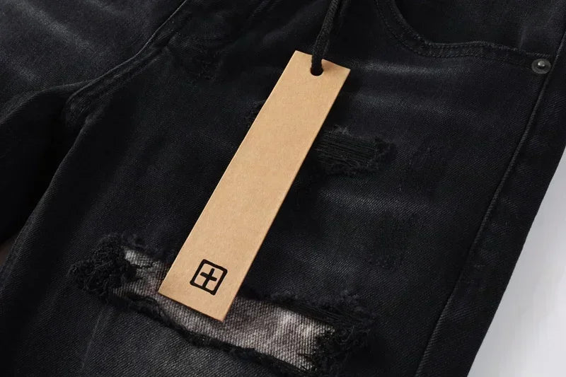 2025 KSUBI Men Personality Multi-style Low Rise Elastic Skinny Denim Pants American Style Ripped Trousers Jeans