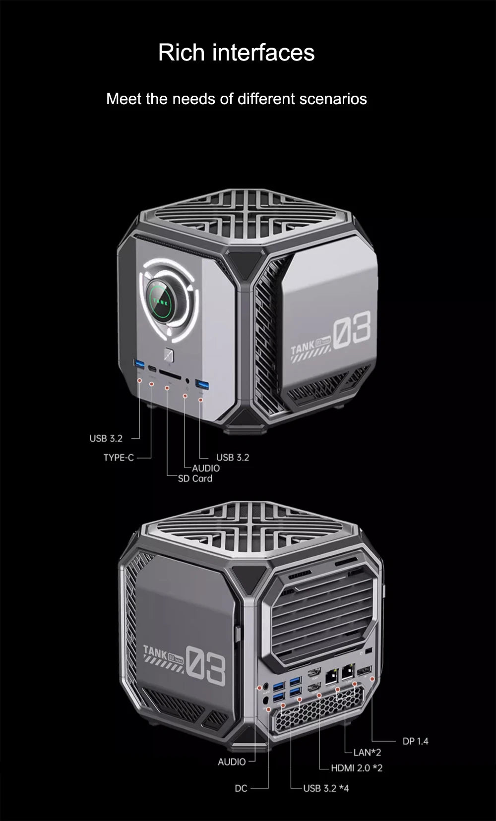 TANK Gaming Mini PC Nvidia RTX3070 16G lntel Core I7 12700H Office Dedicated Desktop Computer PCIE 4.0 Wifi 6 BT5.0 RTX3060 12G