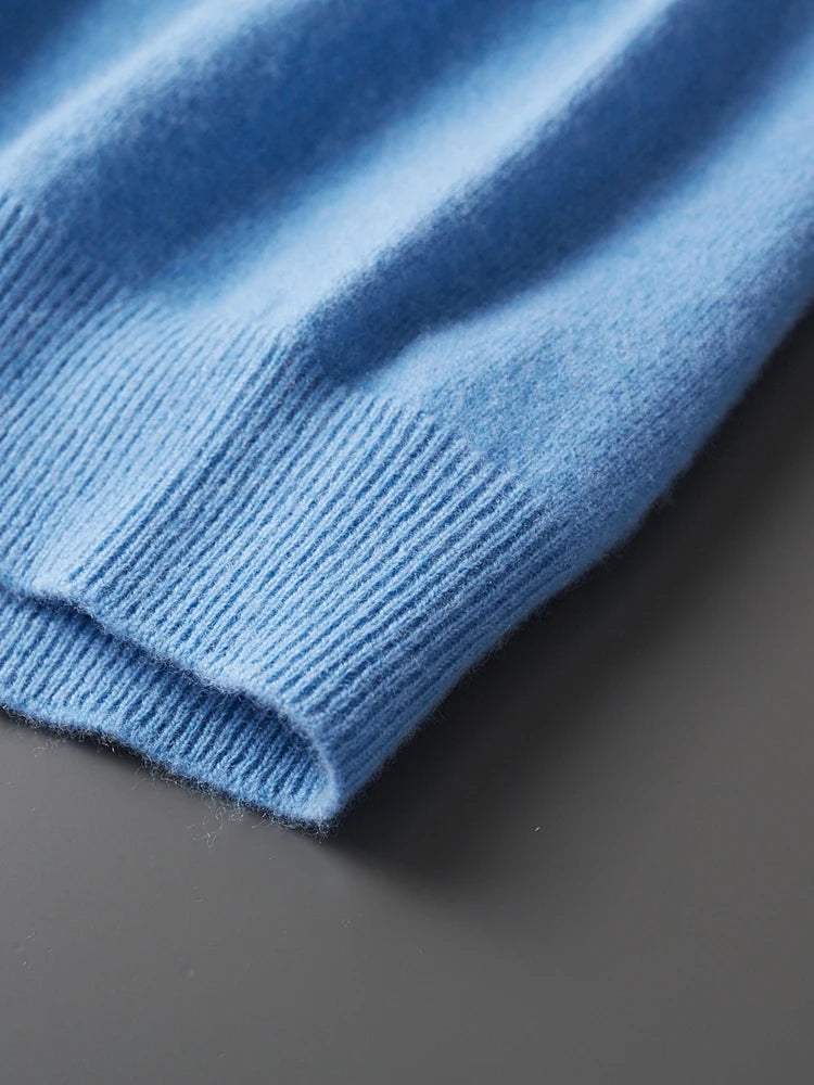 Basic Men's Seamless Wool Pullover Sweater Autumn Winter O-neck Solid 100% Merino Wool Knitwear Casual Simple Man Clothes Tops