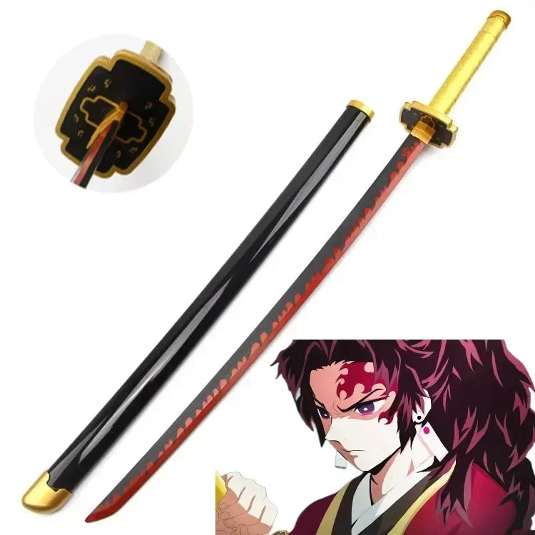 104cm Japanese Katana Samurai Sword Accessory Demon Slayer Katana Tanjirou Sword Kimetsu No Yaiba Iron Ninja Knife Cosplay Toy