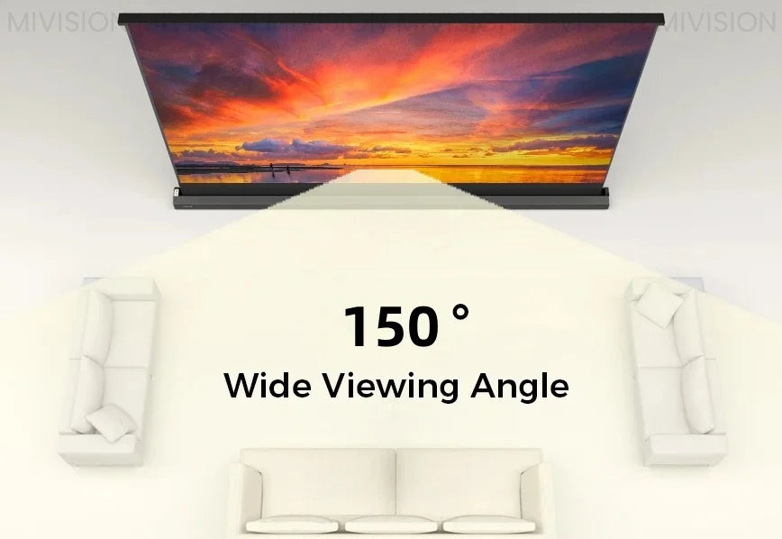 Motorized Fresnel ALR Floor Rising Projector Screen for Standard/Long Throw Projector, 8K Floor Stand Screen for Home Theater