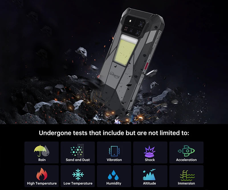 Unihertz 8849 Tank 4 Pro 5G Projector Smartphone 36GB 1TB Dimensity 8300 Android 14 Phone 11600mAh 720P Projector 100 Lumens