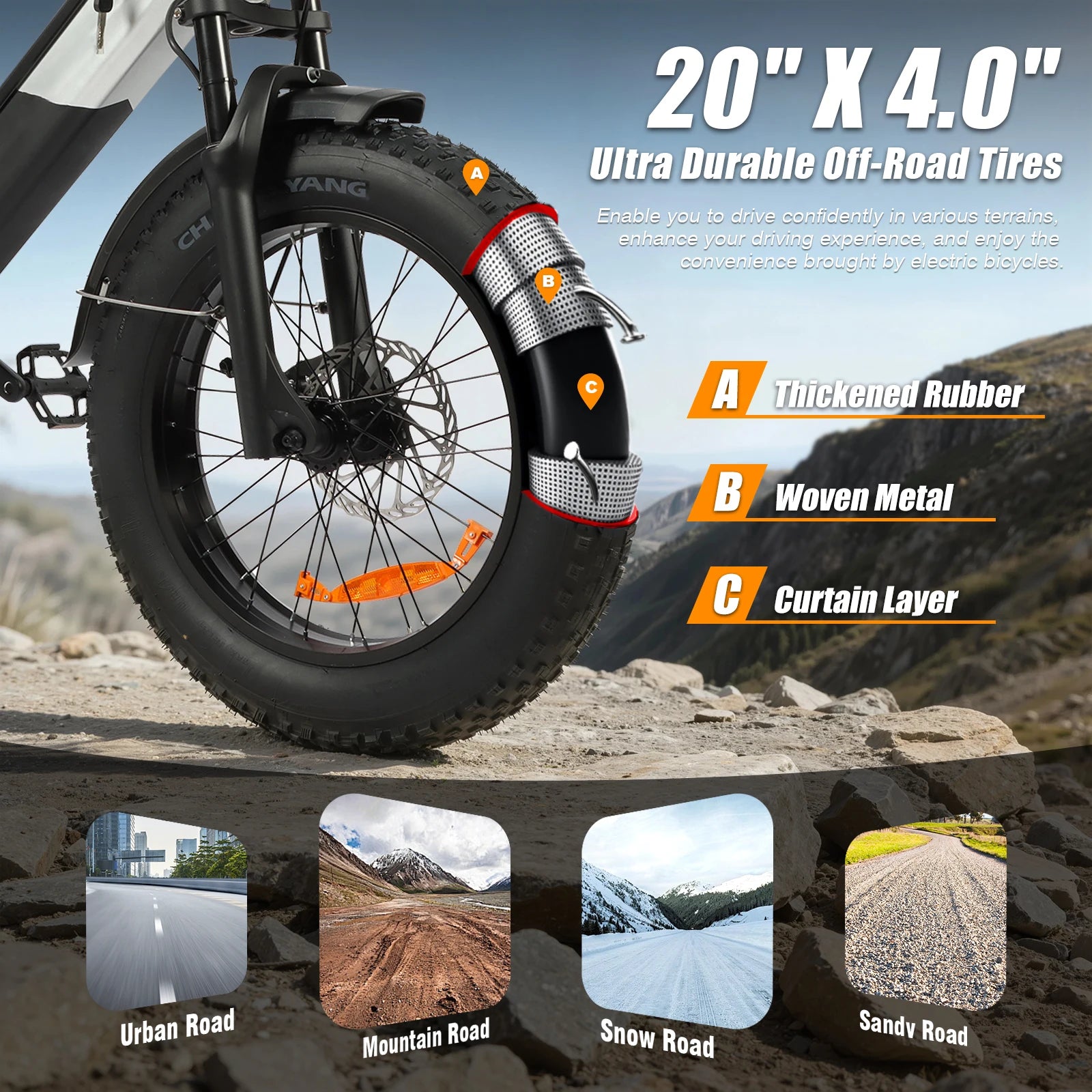 2000W All-terrain Electric Bike, 48V30AH Electric Mountain Bike, 35MPH,106 Miles Per Hour, 20''x4'' E-Bike, Load-bearing 400lbs