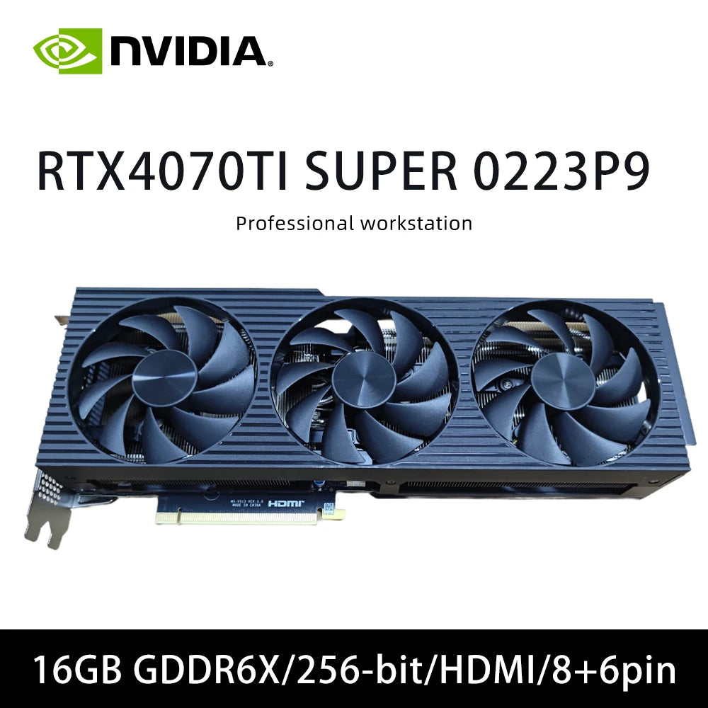 RTX 4070TI SUPER 0223P9 16GB GDDR6X 256-bit graphics card For PCI-E3.0 HDMI DP 6+8Pin Triple Fans For Desktop computer Game GPU