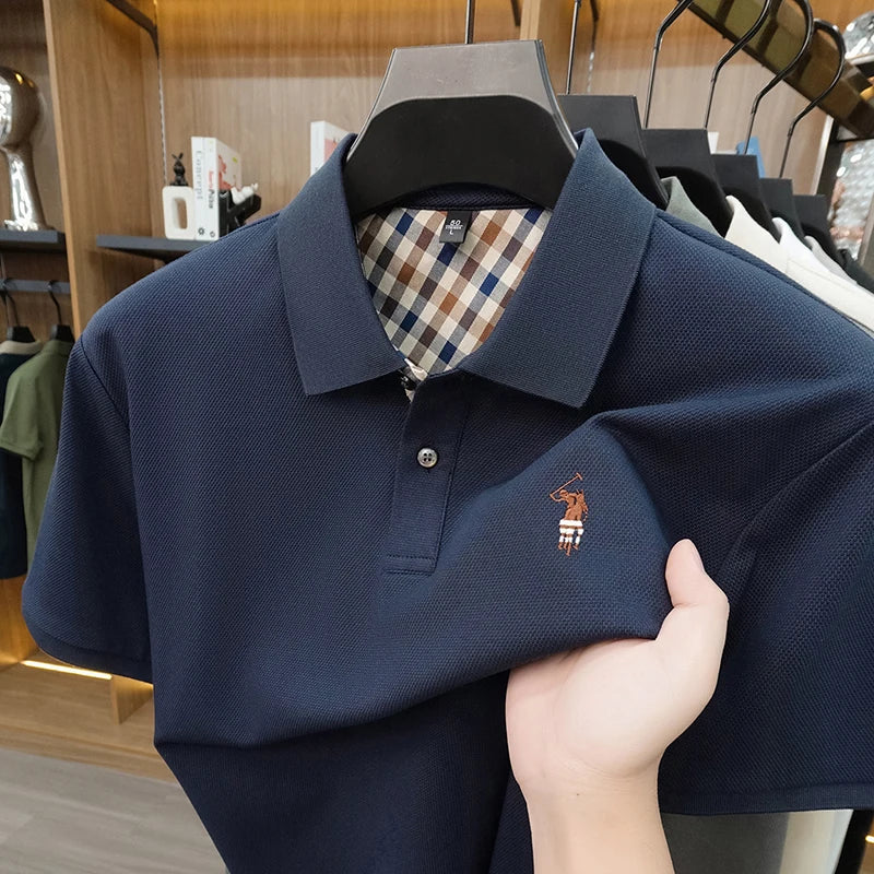 Designer luxury brand short sleeve polo shirt men summer trend striped hot selling Paul embroidery business casual golf T-shirt